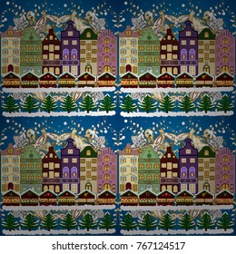 Vector illustration. Christmas and Happy New Year greeting card. Holidays Vector illustration.