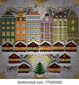 Vector illustration. Christmas and Happy New Year greeting card. Holidays Vector illustration.