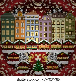 Vector illustration. Christmas and Happy New Year greeting card. Holidays Vector illustration.