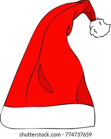 Vector illustration. Christmas hats. Red Santa Claus cap