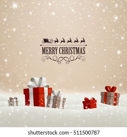 Vector Illustration of a Christmas Holiday Design with Gift Boxes
