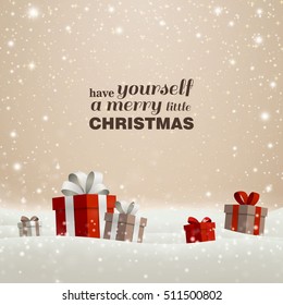 Vector Illustration of a Christmas Holiday Design with Gift Boxes