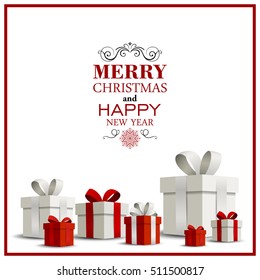 Vector Illustration of a Christmas Holiday Design with Gift Boxes