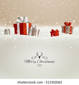 Vector Illustration of a Christmas Holiday Design with Gift Boxes