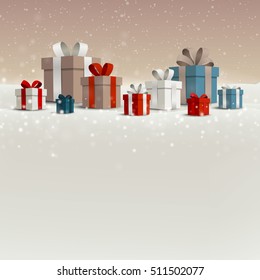 Vector Illustration of a Christmas Holiday Design with Gift Boxes