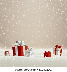 Vector Illustration of a Christmas Holiday Design with Gift Boxes