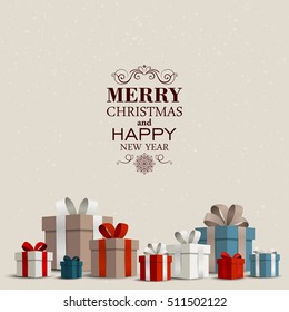 Vector Illustration of a Christmas Holiday Design with Gift Boxes