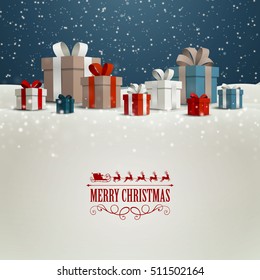 Vector Illustration of a Christmas Holiday Design with Gift Boxes