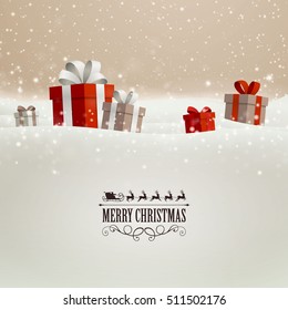 Vector Illustration of a Christmas Holiday Design with Gift Boxes