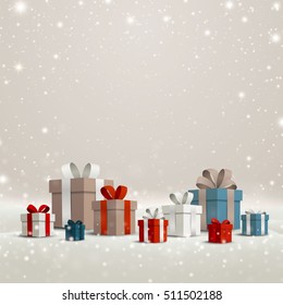 Vector Illustration of a Christmas Holiday Design with Gift Boxes