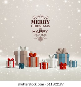 Vector Illustration Of A Christmas Holiday Design With Gift Boxes