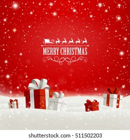 Vector Illustration of a Christmas Holiday Design with Gift Boxes