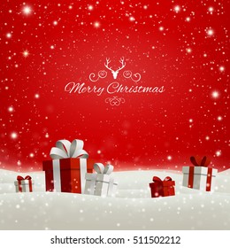 Vector Illustration of a Christmas Holiday Design with Gift Boxes