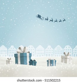 Vector Illustration of a Christmas Holiday Design with Gift Boxes
