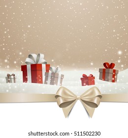 Vector Illustration of a Christmas Holiday Design with Gift Boxes