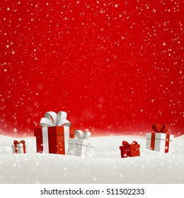 Vector Illustration of a Christmas Holiday Design with Gift Boxes