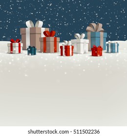 Vector Illustration of a Christmas Holiday Design with Gift Boxes