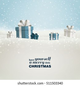 Vector Illustration of a Christmas Holiday Design with Gift Boxes