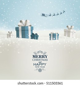 Vector Illustration of a Christmas Holiday Design with Gift Boxes