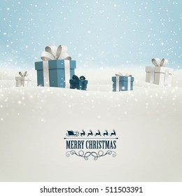 Vector Illustration of a Christmas Holiday Design with Gift Boxes