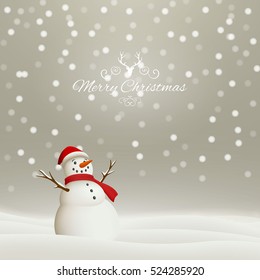 Vector Illustration of a Christmas Holiday Design with a Snowman