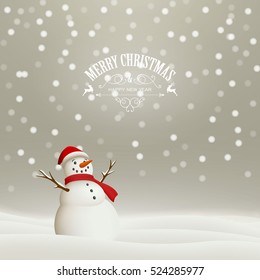 Vector Illustration of a Christmas Holiday Design with a Snowman