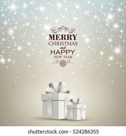Vector Illustration of a Christmas Holiday Design with Gift Boxes