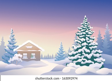 Vector illustration of a Christmas house