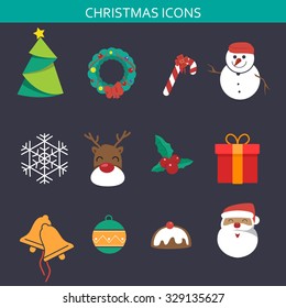 A vector illustration of Christmas icon sets