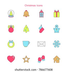 Vector illustration of christmas icons set