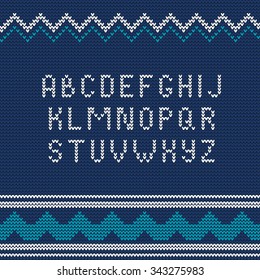 Vector Illustration of Christmas Knitted font Ugly sweater style for Design, Website, Background, Banner. Northern typography Element Template. Typography knit letters