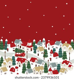 Ilustración vectorial del paisaje navideño.