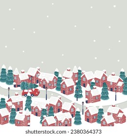 Vector illustration of Christmas landscape.