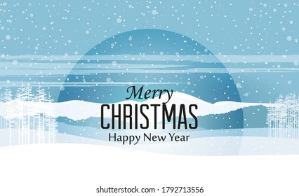 Vector illustration of a Christmas landscapes. Happy Christmas greeting card