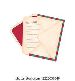 Vector illustration of a Christmas letter. Mailing envelope with a letter in vintage style for Christmas banner design, advertising or card design. 