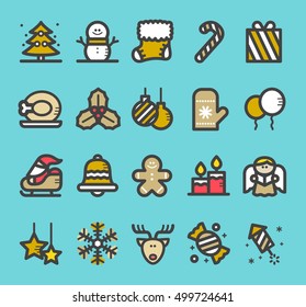 Vector illustration - Christmas line icon set
