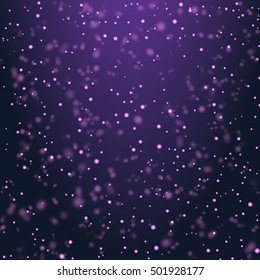 Vector illustration Christmas magic glittering color light card background - new year space shimmering particle fly.