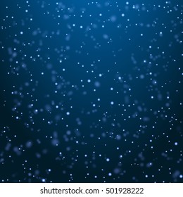 Vector illustration Christmas magic glittering color light card background - new year space shimmering particle fly.