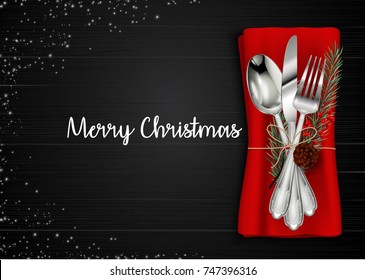 Vector illustration of Christmas meal table setting background