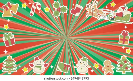 vector illustration of christmas mix flash with gradation - Santa and tree and glitter-