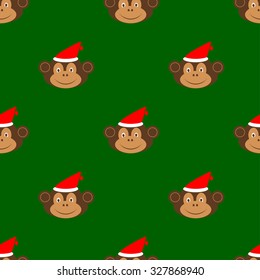 Vector illustration of christmas monkey seamless pattern background.