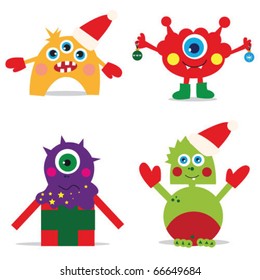 vector illustration. christmas monsters.