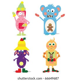 vector illustration. christmas monsters.