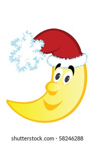 Vector illustration of the Christmas moon on a white background