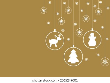 Vector illustration of a Christmas or New Year card, poster, poster or flyer. Greeting card with snowflakes and balls
