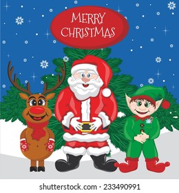 Vector illustration of a Christmas and New Year postcard
