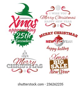 vector illustration for Christmas and New Year elements for use in the design, llettering , labels and badges