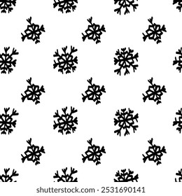 Vector illustration. Christmas and New Year seamless pattern. Snowflakes and flakes, falling snow. Scandinavian ornament. Abstract wallpaper. Snow pattern for advertising and typographic products.