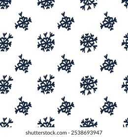 Vector illustration. Christmas and New Year seamless pattern. Snowflakes and flakes, falling snow. Scandinavian ornament. Abstract wallpaper. Snow pattern for advertising and typographic products.