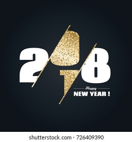 vector illustration. with Christmas and a new year 2018. graphics for the holiday luxury design gold on a black background